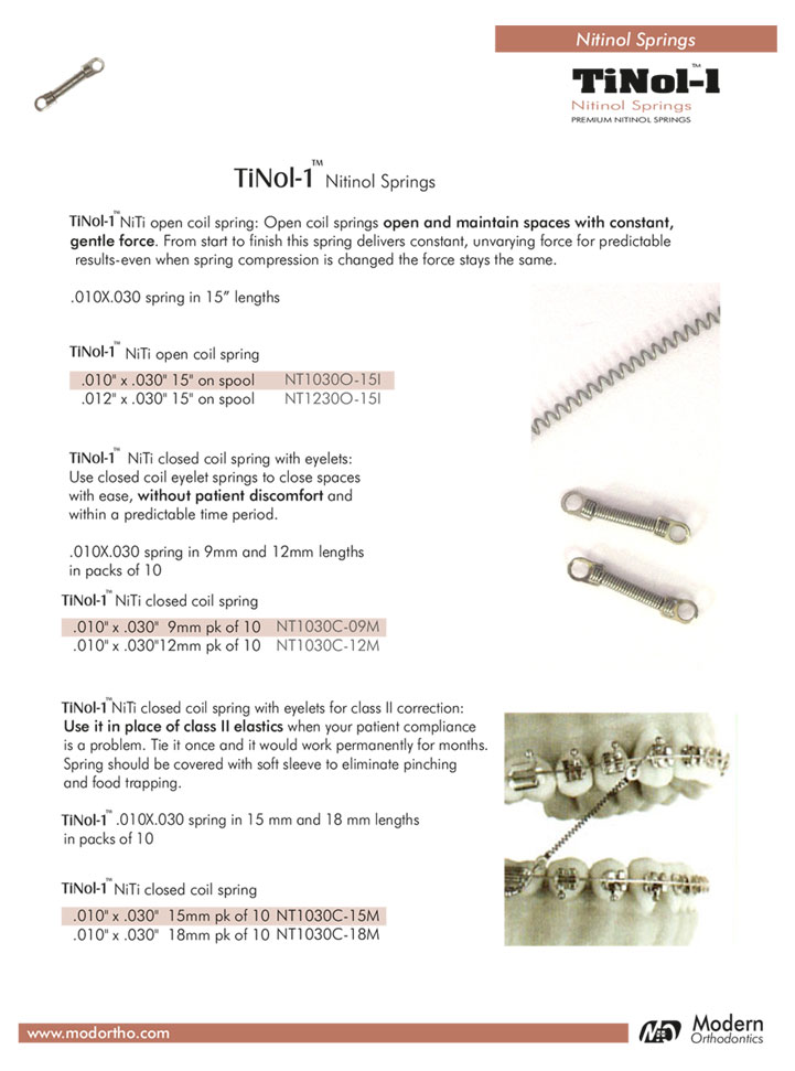 Orthodontic Niti Springs, Buy online from orthodontic manufacturer